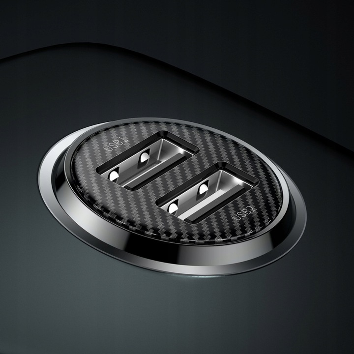 Baseusz Mini Ładowarka Samochodowa, Szybka 2xUSB, Kompaktowa