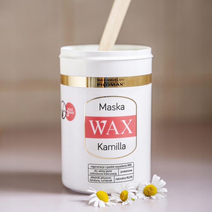 Maska do włosów farbowanych blond i na skórę głowy, Wax Kamilla 480ml