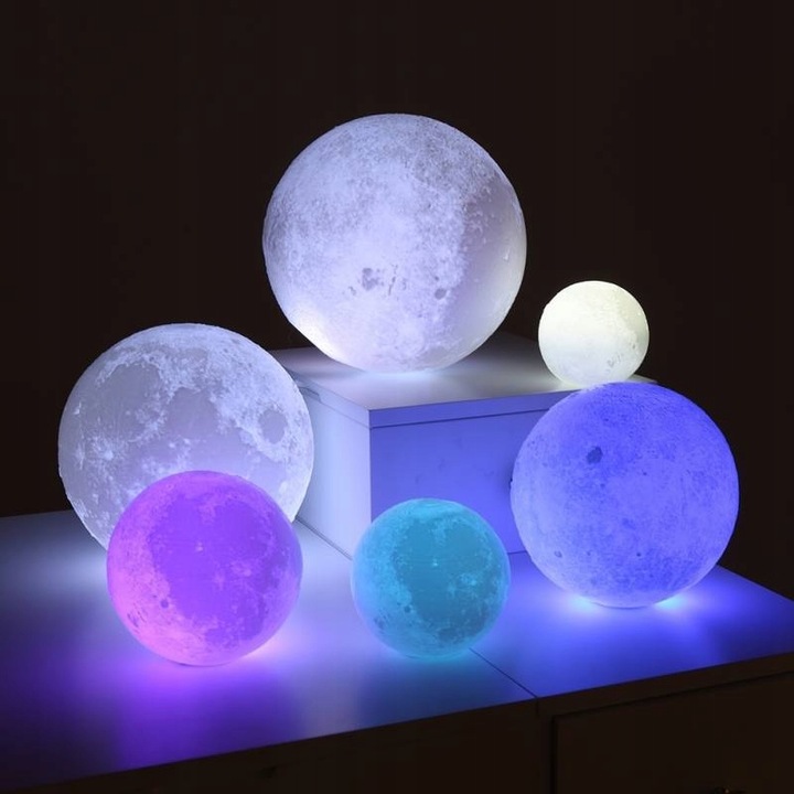 LAMPKA NOCNA 3D Księżyc 48cm MOONLIGHT RGB + pilot