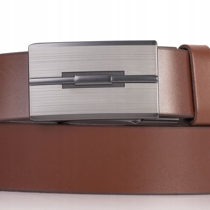 Pasek SKÓRZANY Męski SEPHER Automat BRĄZOWY spodni