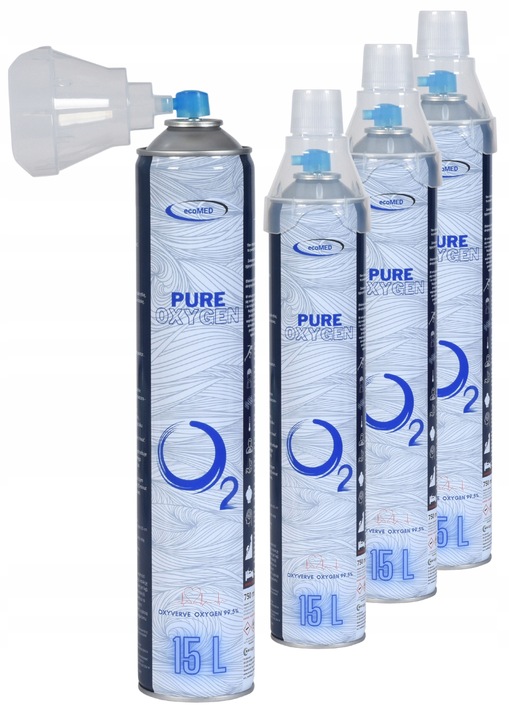 ecoMED Tlen Inhalacyjny w Puszce 99,5% 15L z Maską Zestaw 4 Sztuki