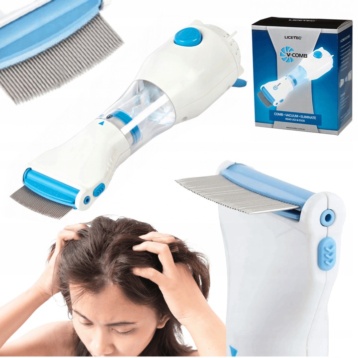 GRZEBIEŃ NA WSZY GNIDY PCHŁY ELEKTRYCZNY FILTR ODKURZACZ TERMINATOR