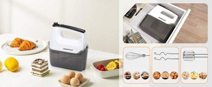 Mikser ręczny elektryczny kuchenny 400W 6 biegów TURBO 5 mieszadła