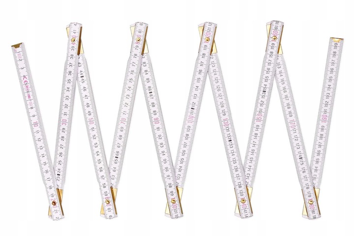 Miara składana drewniana 2 m biała METRIE Perfekt przeguby stalowe 10