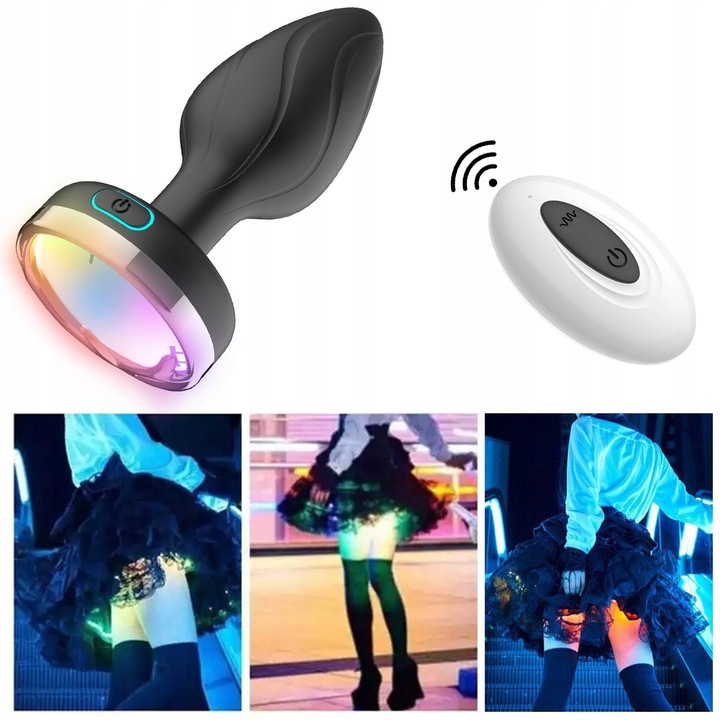 ŚWIECĄCY WIBRUJĄCY KOREK ANALNY PILOTEM, ANAL PLUG