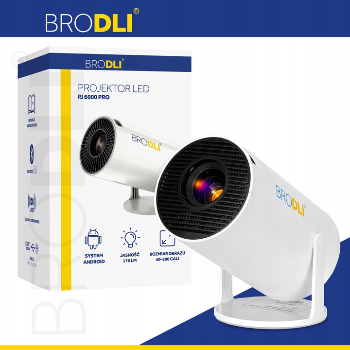 PROJEKTOR LED PRZENOŚNY RZUTNIK MULTIMEDIALNY ANDROID TV WI-FI