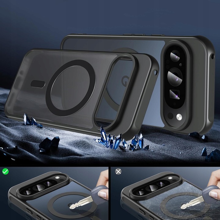 Etui plecki do Google PIXEL 9 / 9 PRO + SZKŁO do MagSafe CZARNY MATT CASE