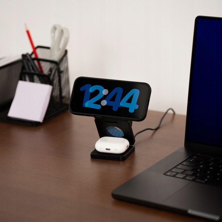 ŁADOWARKA INDUKCYJNA 3W1 DO MAGSAFE SKŁADANA DO IPHONE AIRPODS APPLE WATCH