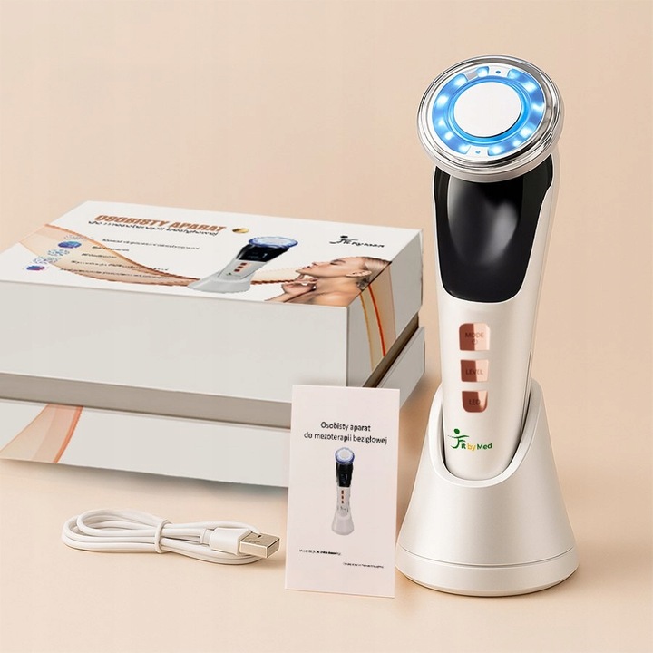 MASAŻER DO TWARZY EMS ULTRADŹWIĘKI FOTON KRIOTERAPIA MEZOTERAPIA 7w1