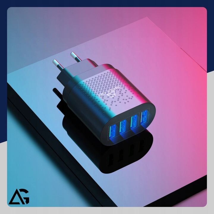 SZYBKA ŁADOWARKA DO TELEFONU KOSTKA 4X USB SZYBKIE ŁADOWANIE I KABEL 3W1