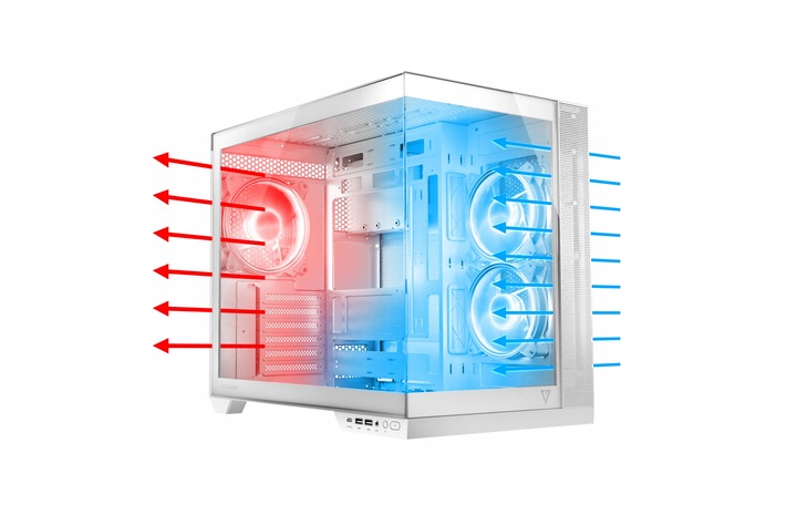 Gamingowa obudowa MODECOM VOLCANO PANORAMA APEX ARGB 3F MIDI biała, 3×went.