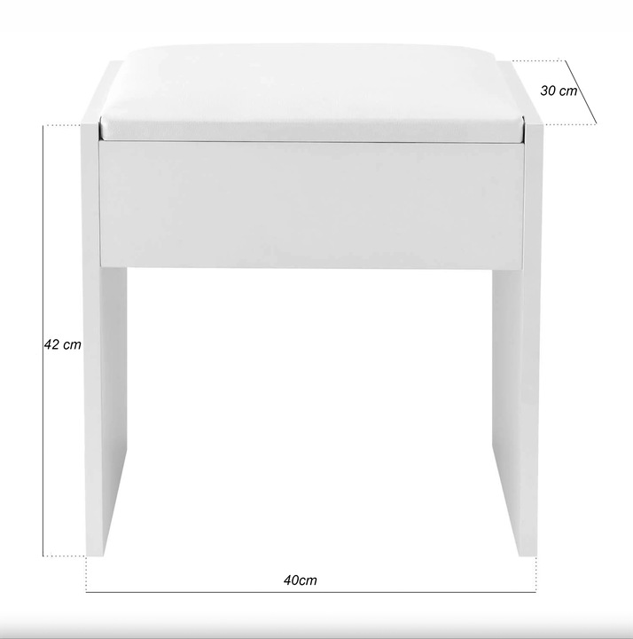 Taboret Do Toaletki Kosmetycznej Siedzisko Białe Pufa