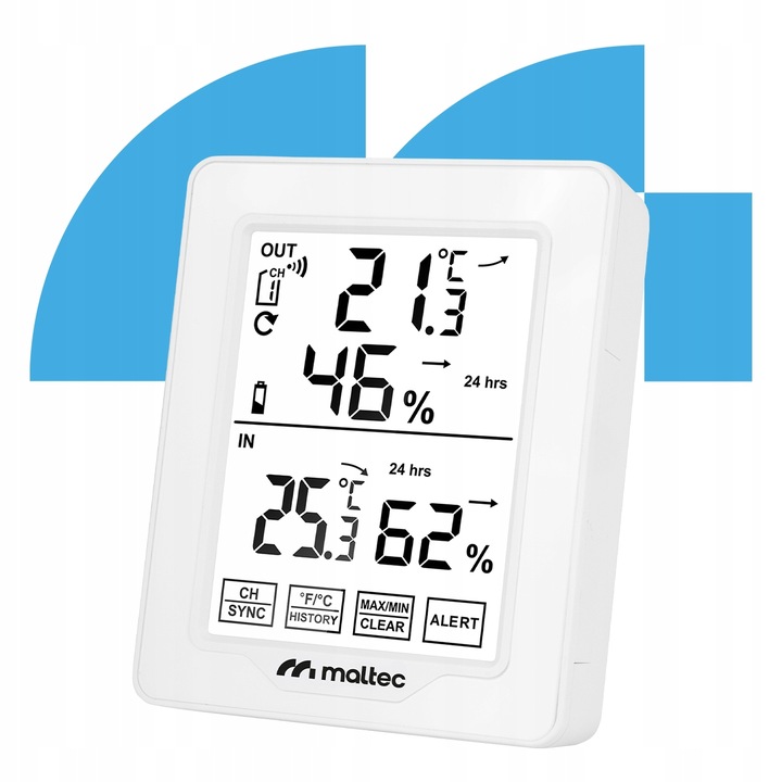 STACJA POGODOWA BEZPRZEWODOWA TERMOMETR HIGROMETR CZUJNIK ZEWNĘTRZNY