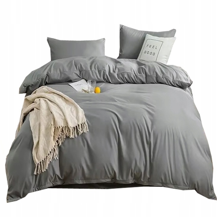 KOMPLET POŚCIELI 200x220 cm MIKROWŁÓKNO POŚCIEL JEDNOKOLOROWA + 2x