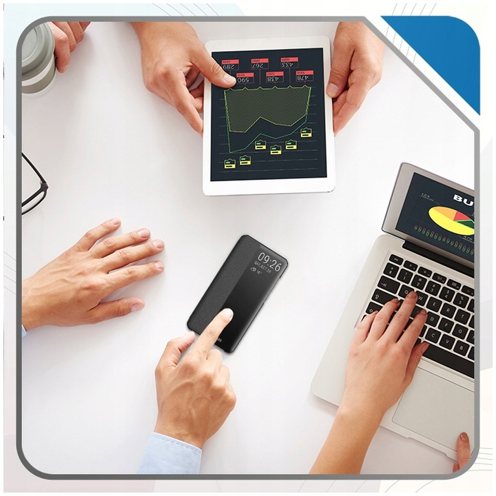 Etui do Samsung Galaxy S24 Ultra, SMART VIEW Case + SZKŁO 9D NA CAŁY EKRAN