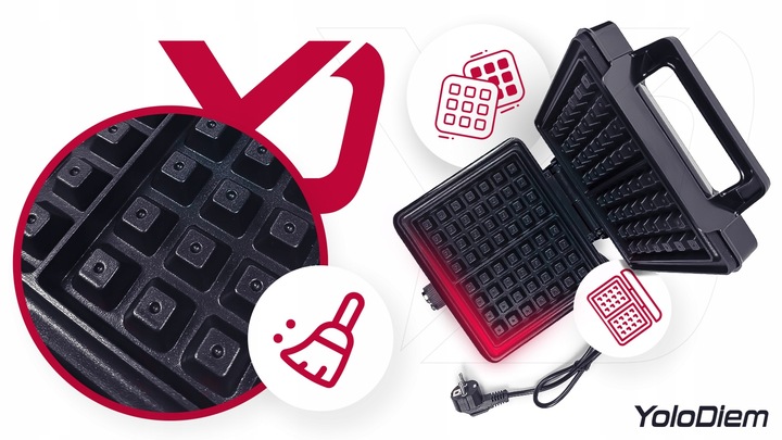 GOFROWNICA 2300W 2 DUŻE GOFRY REGULACJA CHRUPKOŚCI NIEPRZYWIERAJĄCA