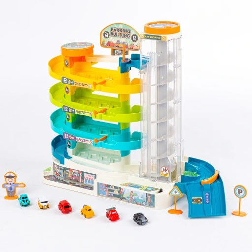 PARKING GARAŻ SAMOCHODOWY Z WINDĄ ZE ŚWIATŁEM I DŹWIĘKIEM AUTA ZAKRĘCONY