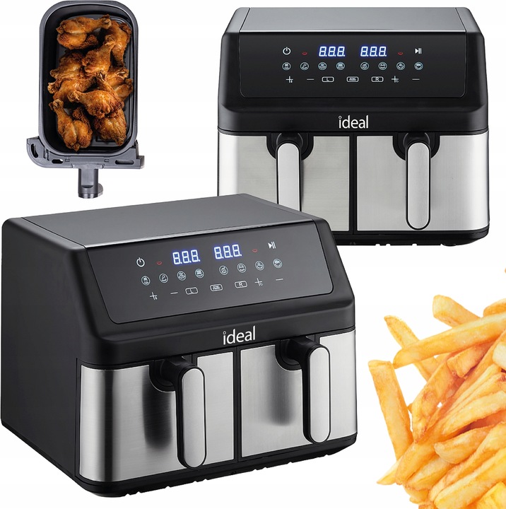 FRYTKOWNICA BEZTŁUSZCZOWA AIR FRYER IDEAL PODWÓJNA 9L