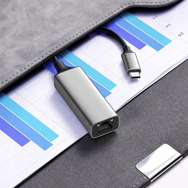 ADAPTER PRZEJŚCIÓWKA USB-C ETHERNET LAN RJ45 HUB KARTA SIECIOWA 1000MBPS