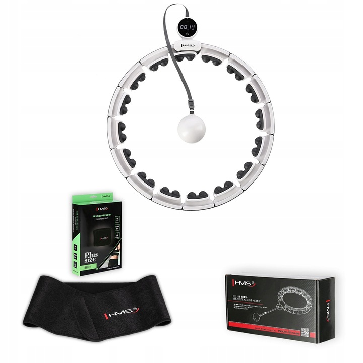 HHM16 HULA HOP WHITE Z MAGNESAMI I OBCIĄŻNIKIEM + LICZNIK HMS