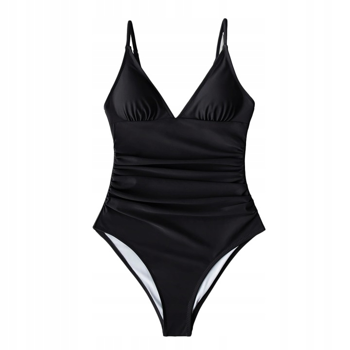 STRÓJ KĄPIELOWY JEDNOCZĘŚCIOWY KOSTIUM WYSZCZUPLAJĄCY DAMSKI CZARNY M 38