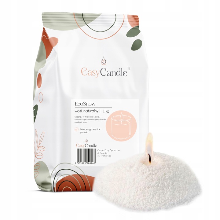 Wosk roślinny w proszku EcoSnow wosk sypany perłowy proszkowy do świec