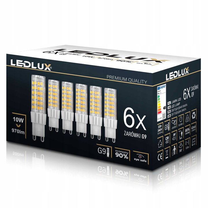 6X Żarówka LED G9 10W =85W ciepła neutralna zimna Premium LEDLUX nie