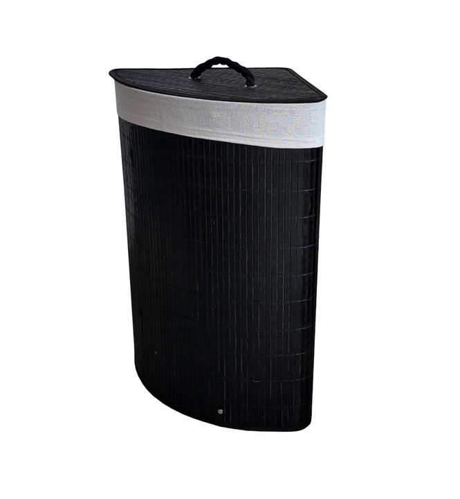 KOSZ BAMBUSOWY NA PRANIE BIELIZNĘ Z POKRYWĄ NAROŻNY POJEMNIK DUŻY 60L