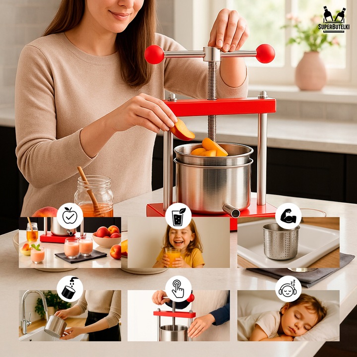 WYCISKARKA PRASA RĘCZNA DO WYCISKANIA OWOCÓW WINA SOKÓW 3L STAL