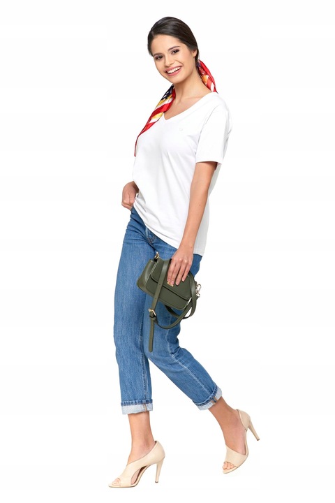 T-Shirt Damski Bawełna PREMIUM Luźna Koszulka Wygodna Dekolt V MORAJ L