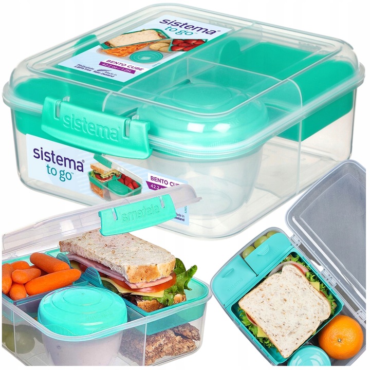 ŚNIADANIÓWKA SISTEMA LUNCHBOX POJEMNIK BOX BENTO 1250 ml Z PRZEGRÓDKAMI SOS
