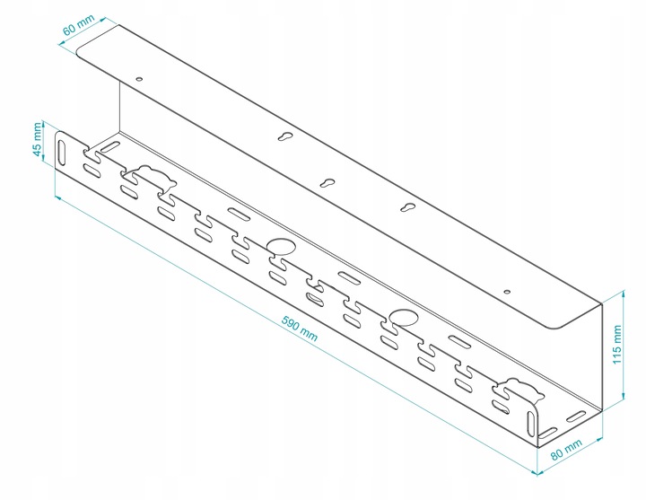 Organizer Uchwyt Maskownica do Kabli pod Biurko 59 cm Metal Czarny Stalflex