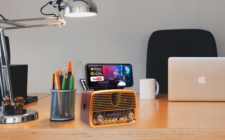 RADIO KUCHENNE PRZENOŚNE RETRO NA BATERIE SOLARNE BLUETOOTH ANTENA