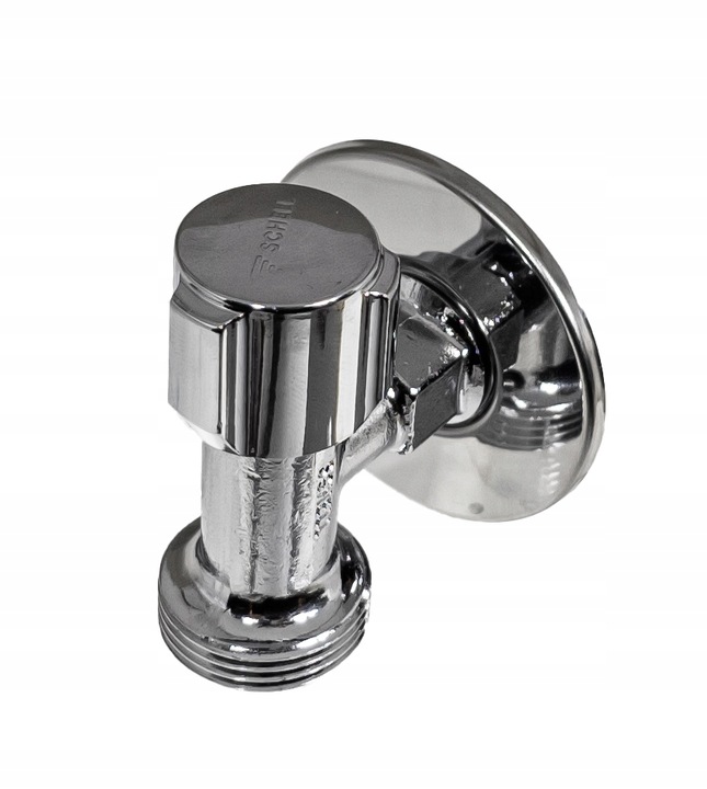 ZAWÓR KĄTOWY KOMPAKTOWY PRZYŁĄCZENIOWY DO PRALKI ZMYWARKI 1/2" x 3/4" CHROM