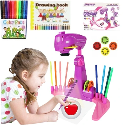 PROJEKTOR DO NAUKI RYSOWANIA RZUTNIK RÓŻOWY ZESTAW