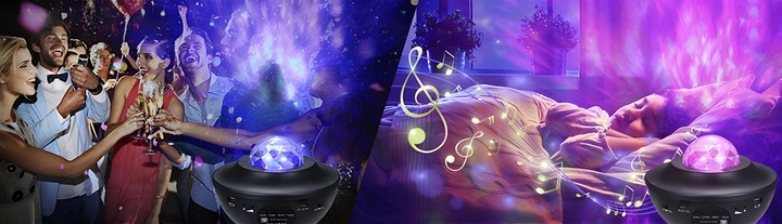 Projektor Gwiazd Rzutnik Nieba Lampka Nocna LED Głośnik Bluetooth + Pilot