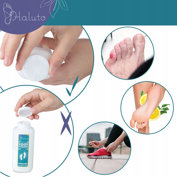 Talk puder do stóp i obuwia na nadmierną potliwość zestaw 3 szt. HALUTO