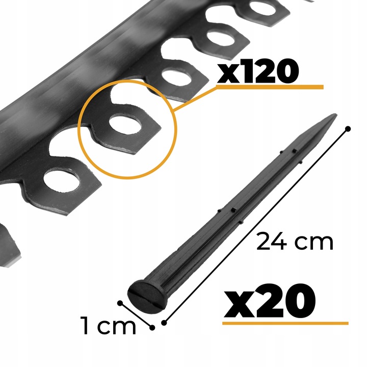 OBRZEŻE TRAWNIKOWE OGRODOWE 10MB + 20 KOTW GRATIS