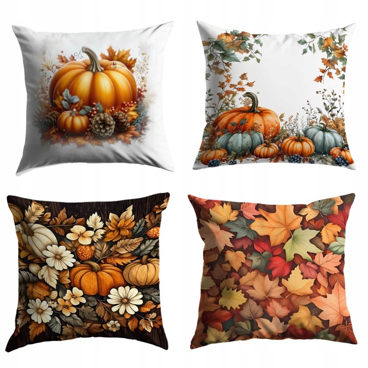POSZEWKI JESIENNE KOMPLET 4 SZT POSZEWKI NA PODUSZKE POSZEWKI DEKORACYJNE