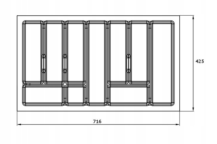 Wkład organizer na sztućce do szuflady BLUM 80 / 45cm 716x425 METALIK