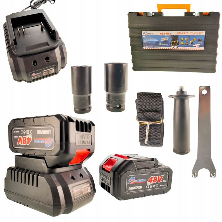 Zestaw narzędzi akumulatorowych 3W1 6Ah WKRĘTARKA SZLIFIERKA KLUCZ 48V