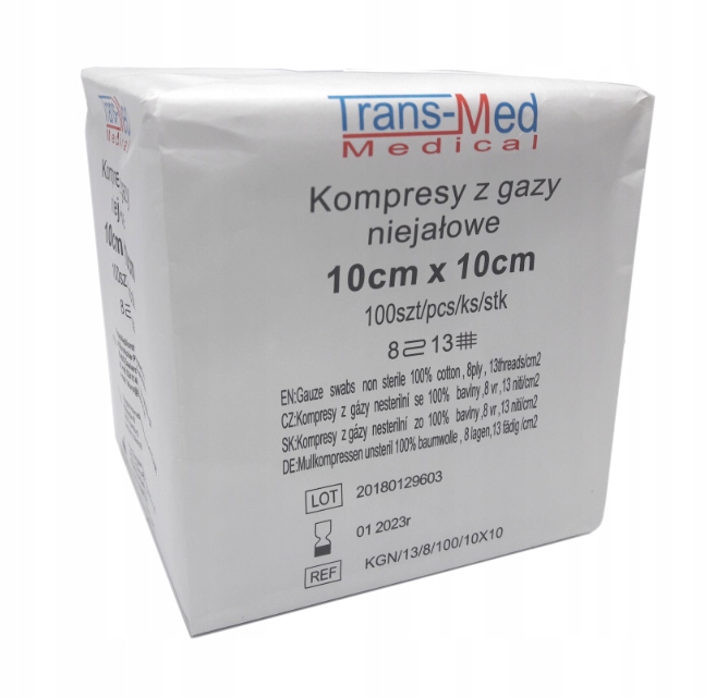 Kompresy gazowe niejałowe 13N8W 10 x 10 a100SZT x 50 opakowań