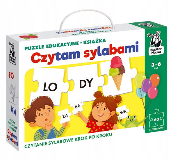 CZYTAM SYLABAMI. KSIĄŻKA + PUZZLE EDUKACYJNE. SYLABY NAUKA CZYTANIA PREZENT