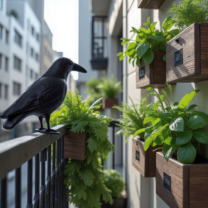 DUŻY KRUK ODSTRASZACZ PTAKÓW GOŁĘBI SZPAKÓW PTAKI NA BALKON CZARNY 3