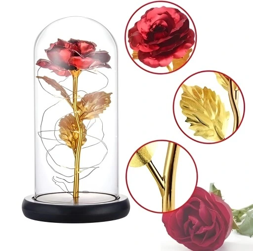 WIECZNA RÓŻA W SZKLE PREZENT ŚWIECĄCA LED PREZENT NA ŚWIĘTA DLA ŻONY
