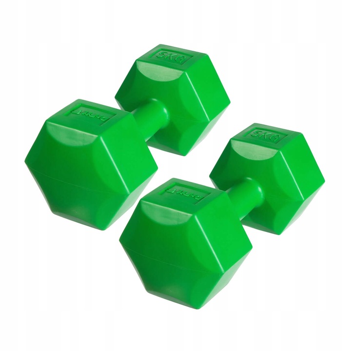 DrFit Hantle ciężarki do ćwiczeń fitness sześciokątne zestaw 2x 5kg zielone