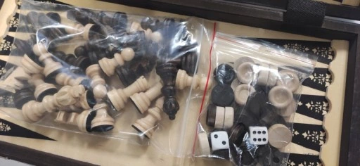 GRY DREWNIANE 3w1 = SZACHY + WARCABY + BACKGAMMON