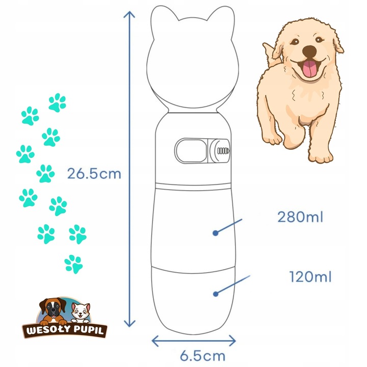 BIDON dla Psa na wodę i karmę z miską 3w1 turystyczna BUTELKA na lato