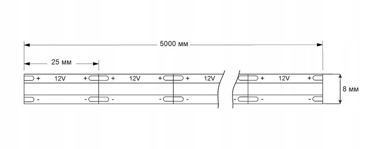 Taśma LED COB 12V 5M rolki NEON pasek linia CIEPŁA 9,8W/m mocna