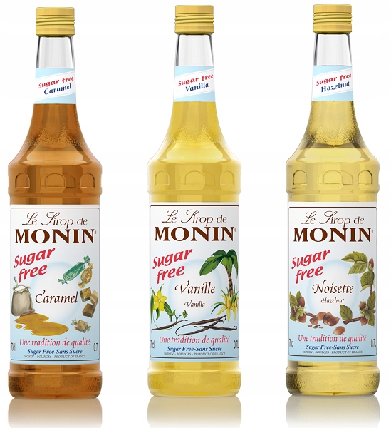 Monin Zestaw syrop barmański smakowy do kawy bez cukru Karmel Wanilia Orzec
